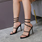 Kristall-Sandalen mit Schlangen-Wickel-Design & High Heels