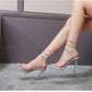Kristall-Sandalen mit Schlangen-Wickel-Design & High Heels