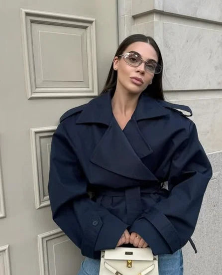 Elegant Lace-Up Trench Coat