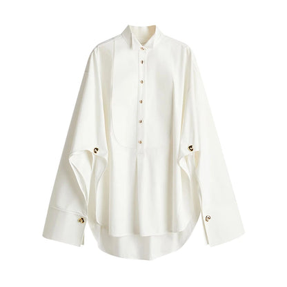 Lockeres Hollow-Out Shirt mit Kragen