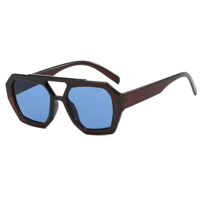 Eckige Vintage-Sonnenbrille mit Doppelsteg