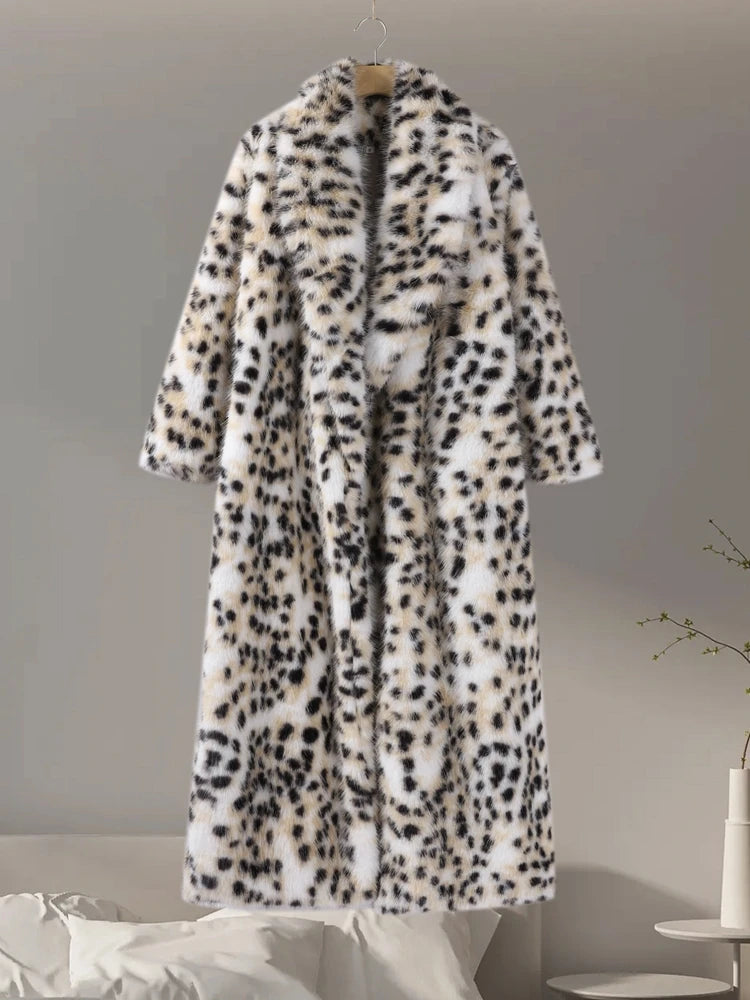Vintage Leopard Print Kunstpelz Mantel