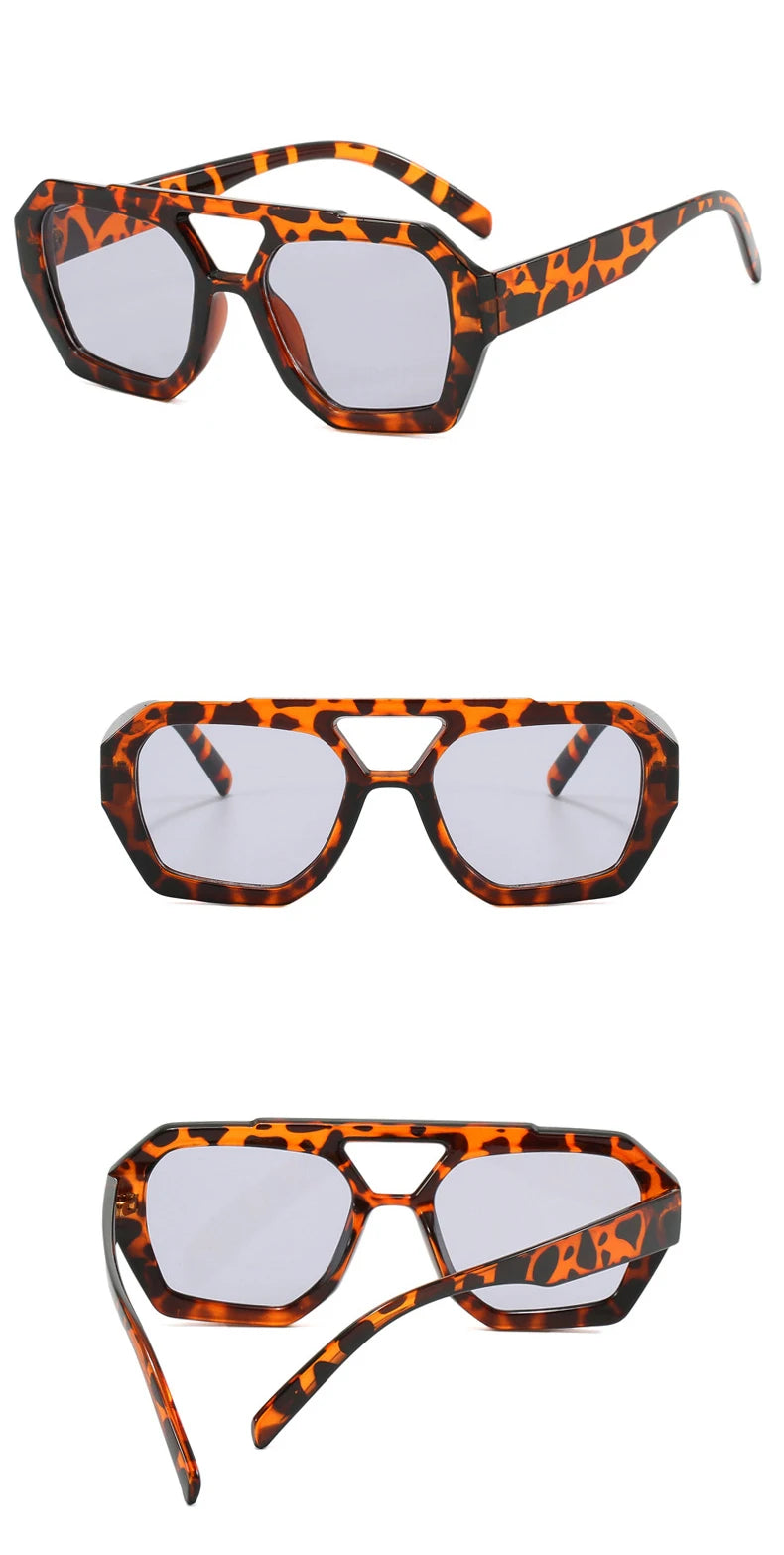 Eckige Vintage-Sonnenbrille mit Doppelsteg
