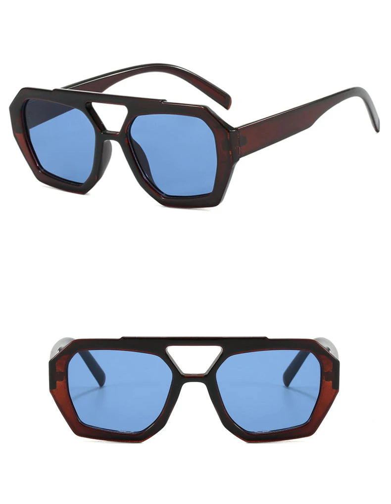 Eckige Vintage-Sonnenbrille mit Doppelsteg