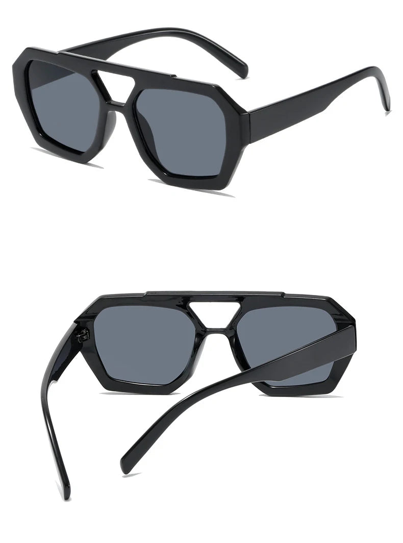 Eckige Vintage-Sonnenbrille mit Doppelsteg