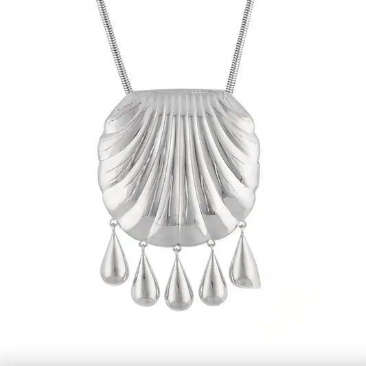 Metallisches Muschel Halskette mit Tropfenanhänger